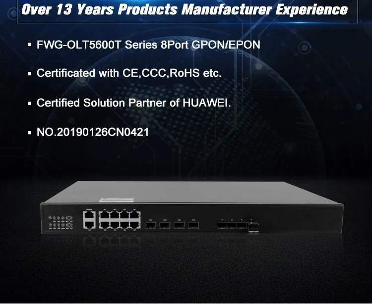 19′′ 1u Rack Mount 8 Gpon Port with SFP Module
