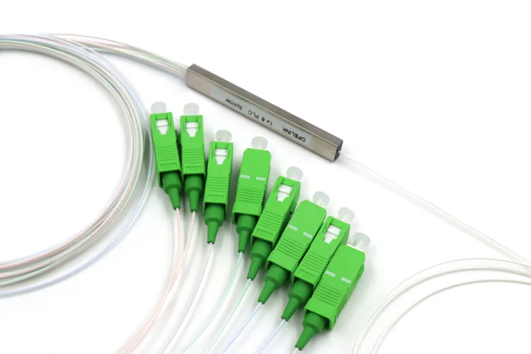 1X8 Fiber Splitter, 0.9mm Sc/APC Blockless Mini Fiber Optic PLC Splitter