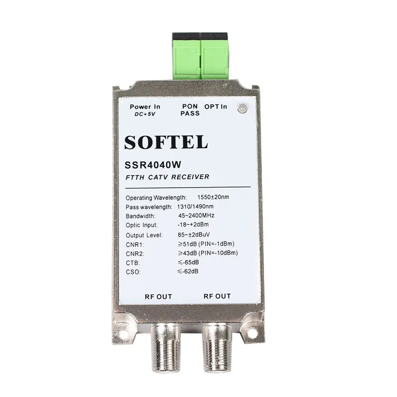 45-2400MHz 2 RF Outputs Optical Receiver Satellite TV Receiver