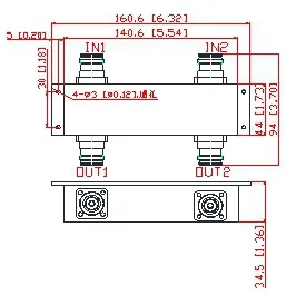 600-4000MHz 2in 2out RF Hybrid Combiner 3dB Hybrid Coupler