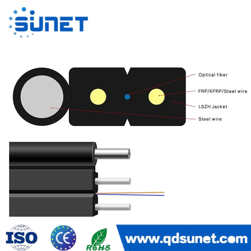 Fiber Optic Drop Cable 1 2 4 8 12 Core G657A FTTH Drop Cable with Anatel