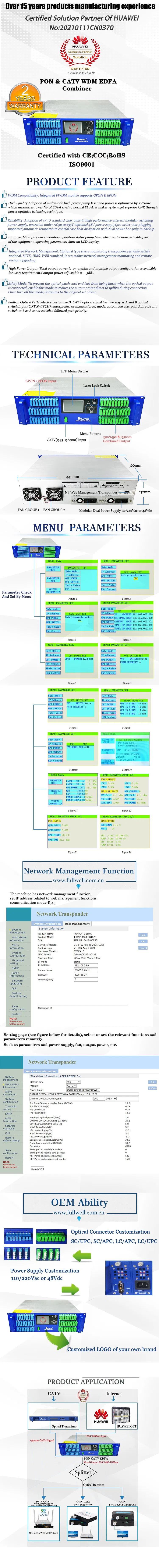 FTTH Wdm CATV EDFA Fullwell 64 Port