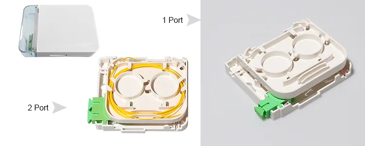Indoor Sc Type Mini FTTH 1 Port 2 Port Fiber Optic Termination Optical Outlet Box