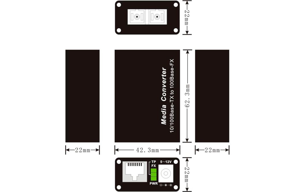 Mini SFP 10/100Mbps Fiber Optic Media Converter
