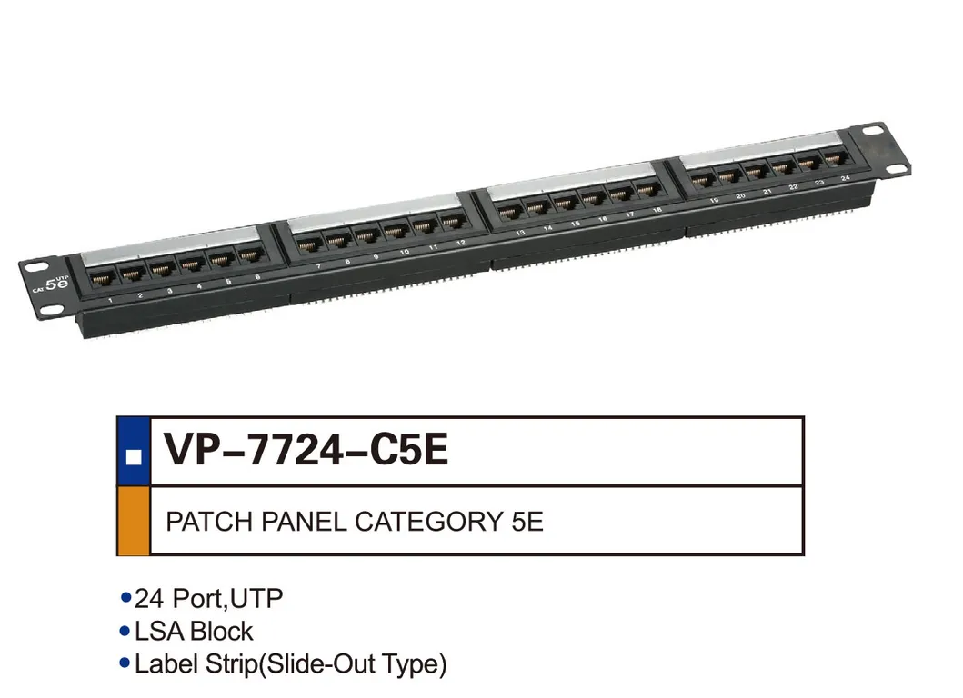 UTP Lsa Block Label Strip (slide-out type) 24 Port Cat5e Patch Panel RJ45 Network Surface Wall Mount Patch Panel Bracket