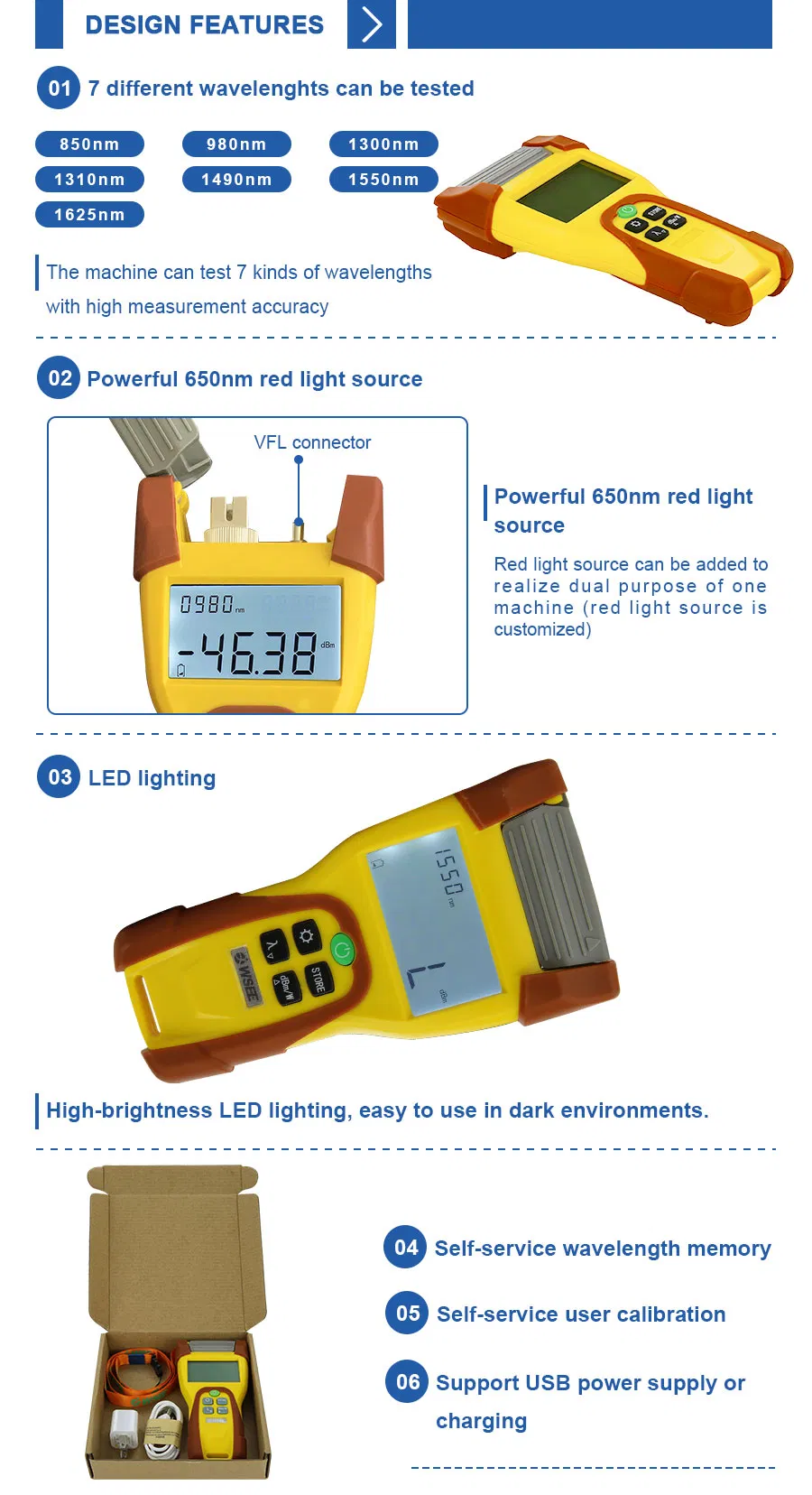 Wholesales FTTH Handheld Fiber Optical Laser Light Source Power Meter
