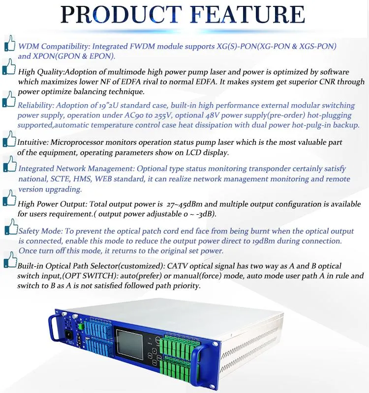 Xgs CATV Wdm Amplier with New Laser